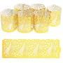 Creative-Idea 50Pcs Laser Hollow Paper Lampshade LED Electronic Candle Lights Around Paper Lace for Votive Centerpieces Wedding Birthday Party Baby Shower Golden