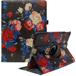 CenYouful iPad Case Fit 2018/2017 iPad 9.7 6th/5th Generation - 360 Degree Rotating iPad Air Case Cover with Auto Wake/Sleep Compatible with Apple iPad 9.7 Inch 2018/2017 (Black Roses)