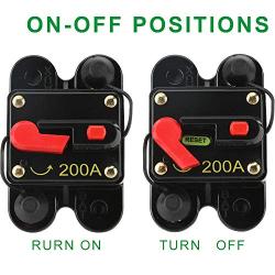 200 Amp Circuit Breaker - JOYHO 12-24V DC Circuit Breaker with Manual Reset Waterproof Fuse Holder for Marine RV Car Audio and Home Solar System Amps Protection