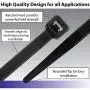 Kable Kontrol Heavy Duty Black Zip Ties – 18” Inch Long – 120 Lbs Tensile Strength – 100 Pcs/Pack - UV resistant Nylon | Multipurpose | Self-Locking Cable Management Wire Wraps