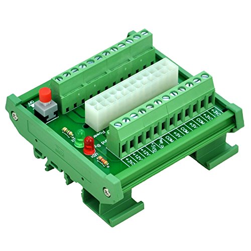 Electronics-Salon DIN Rail Mount 24/20-pins ATX DC Power Supply Breakout Board Module.