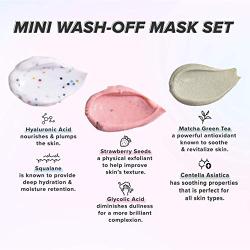 I DEW CARE Mini Scoops Wash Off Face Mask Skin Care Trio + Black Cat Spa and Makeup Headband + Soft Silicone Face Mask Brush Bundle