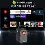 Android TV 9.0 Portable Projector，Artlii Play Smart WiFi Bluetooth Projector with Built-in Netflix, Disney+, Hulu,1080p Support Projector ,±45°4D Keystone Correction, HiFi Dolby Stereo,