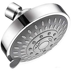 Emoly High Pressure Showerhead, Upgraded Fixed Showerhead (5 Spray Settings), Adjustable Metal Swivel Ball Joint, Multi-Functional Bathroom Showerhead 4 inch High Flow Shower Head