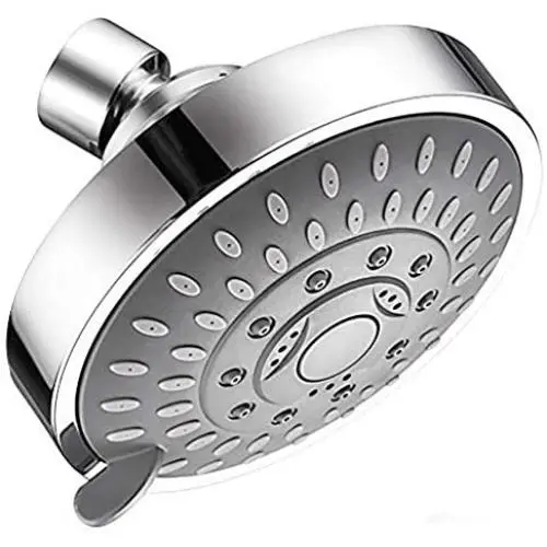 Emoly High Pressure Showerhead, Upgraded Fixed Showerhead (5 Spray Settings), Adjustable Metal Swivel Ball Joint, Multi-Functional Bathroom Showerhead 4 inch High Flow Shower Head