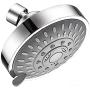 Emoly High Pressure Showerhead, Upgraded Fixed Showerhead (5 Spray Settings), Adjustable Metal Swivel Ball Joint, Multi-Functional Bathroom Showerhead 4 inch High Flow Shower Head