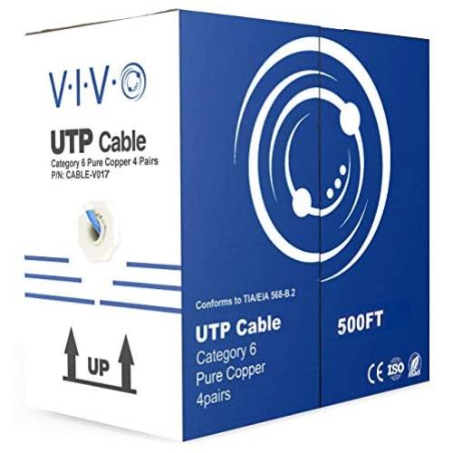 VIVO Blue 500ft Bulk Cat6, Full Copper Ethernet Cable, 23 AWG, UTP Pull Box, Cat-6 Wire, Indoor, Network Installations CABLE-V017