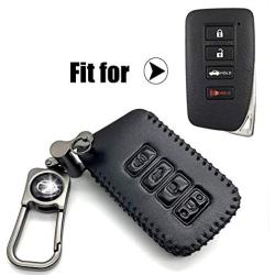 ROMASO Key Fob Cover fit for Lexus,Smart Key Fob Case Cover for Lexus ES350 GS300 GS350 GS430 GS450h ISC IS250 IS350 LS460 LS600h RX350 RX300 GX470 GX460,Leather Key Fob Shell,Black