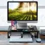 Amada Monitor Stand Riser- Bamboo Desktop Riser for Laptop Computer, Monitor Riser Desk Organizer with Phone Holder and Stationery Management, Desktop Stand for Printer & Office Supplies-AMBMS04