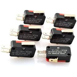 HJ Garden 6pcs AC DC Micro Switch 3 Pin Short Lever Miniature Limit Touch Switch 125V/250V 15A/7.5A 0.6A/0.3A Control Switch for Electronic Appliances V-151-1C25