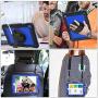 SEYMAC stcok Case for iPad 6th/5th Generation, Shock-Proof [Full-Body] Case with 360 Degrees Rotating Stand [Pencil Holder] [Screen Protector] Hand Strap for iPad 6th/5th/ Air 2/ Pro 9.7 (Blue+Black)