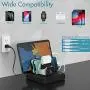 Charging Station for Multiple Devices, 5-Port Charger Organizer Dock with 4 Mixed Cables, USB Charging Station Compatible with iWatch, AirPods, Smart Phones, Tablets and More Charging Station for Multiple Devices, 5-Port Charger Organizer Dock with 4 Mixed Cables, USB Charging Station Compatible with iWatch, AirPods, Smart Phones, Tablets and More
