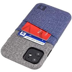Dockem iPhone 11 Wallet Case: Built-in Metal Plate for Magnetic Mounting & 2 Card Holders (6.1'' Luxe M2 Synthetic Leather, Blue & Grey)