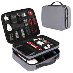 Cord Organizer Bag, Travel Universal Cable Organizer Case Durable Accessories Pouch with Handle, Small Electronic Carrying Bag for Cable, Flash Diver, Phone, USB, Power Bank, Grey