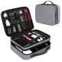 Cord Organizer Bag, Travel Universal Cable Organizer Case Durable Accessories Pouch with Handle, Small Electronic Carrying Bag for Cable, Flash Diver, Phone, USB, Power Bank, Grey