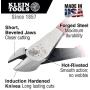 Klein Tools D228-8 Pliers, Diagonal Cutting Pliers with Short Jaw and Beveled Knives, High-Leverage Color-Coded Wire Cutters, 8-Inch