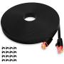 NORNNCERTI Cat 6 ethernet Cable 35 ft, Black Computer LAN Cable,Flat LAN RJ45 high Speed Internet Cable with Cable Clips for modems.