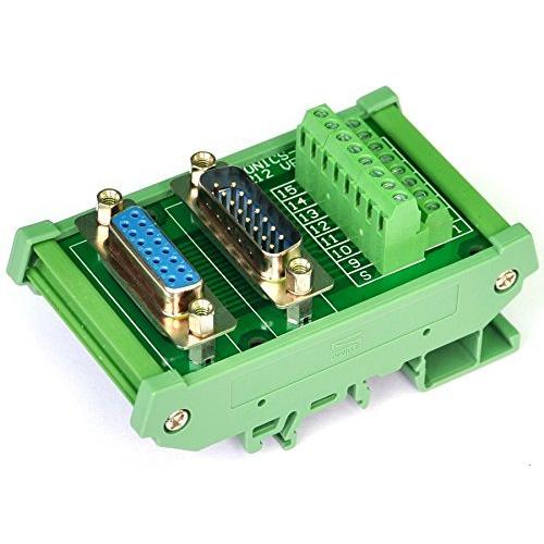Electronics-Salon DB15 D-SUB DIN Rail Mount Interface Module, DSUB Male/Female, Breakout Board.