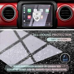 CDEFG for 2018 2019 2020 2021 Wrangler JL/ 2020 2021 Gladiator JT Center Control Touchscreen Navigation Touch Screen Protector, HD Clear Tempered Glass Scratch Resistance (8.4IN Anti Blue-Ray)