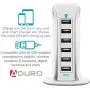 Aduro 40W 6-Port USB Desktop Charging Station Hub Wall Charger for iPhone iPad Tablets Smartphones with Smart Flow (Solid White)