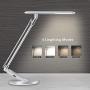 LED Desk Lamp,JUKSTG Eye-Caring Table Lamp,Adjustable Desk Light,Home Office Lamps with USB Charging Port,7 Brightness Levels 4 Lighting Modes,Blue Light Filter,Touch Control,14W Reading Lamp,Silver