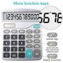 Calculator,12-Digit Solar Battery Basic Calculator,Solar Battery Dual Power with Large LCD Display Office Calculators (Silver)