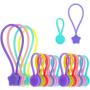18 Pieces Magnetic Cable Ties Silicone Cable Management Earphone Organizers Reusable Cord Clips Set for Bundling Organizing Hanging Holding Items, Fridge Magnet, Keychain for Home Office School