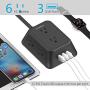 Power Strip Surge Protector with 3 USB Port and 6 AC Outlets, 6.5 Feet Extension Cord 3-Sided Power Strip Multi Plug Outlets, Outlet Expanders for Home Office Dorm Room (Black)