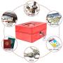 Oumij Cash Box with Combination Lock Safe Metal Money Box for Security Lock Box Digital Safe-Electronic Steel for Home, Business or Travel(Red)