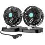 HITOPTY 12V Electric Car Fan, Dual Head 360 Degree Swivel 2 Switches 2 Speeds Dashboard Air Fan with Cigarette Lighter for Auto Vehicles SUV RV Boat