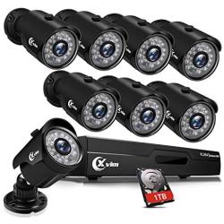 XVIM 8CH 1080P Security Camera System Outdoor with 1TB Hard Drive Pre-Install CCTV Recorder 8pcs HD 1920TVL Outdoor Home Security Surveillance Cameras Night Vision Easy Remote Access Motion Alert