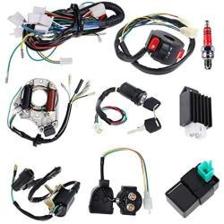Complete Electrics Stator Coil CDI Wiring Harness Solenoid Relay Spark Plug for 4 Stroke ATV 50cc 70cc 110cc 125cc Pit Quad Dirt Bike Go Kart Scooter Moped Parts Complete Wiring Harness by TOPEMAI
