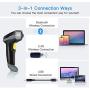Eyoyo 1D Bluetooth Barcode Scanner Wireless,USB Wired/Bluetooth/ 2.4G Wireless Connection Hand Scanners with Time & Date Prefix Suffix USB Bar Code Reader for Inventory Management