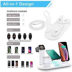 Wireless Charger,Kertxin 4 in 1 Charging Station,QI Wireless Charging Stand for Apple Watch,iPhone,Airpod,Compatible iWatch Series SE 6 5 4 3 2 1,iPhone 12 11 11 pro Xs X Max XR X 8 8+ Samsung S9