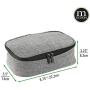 mDesign Fabric Travel Electronic Accessories Bag Organizer with Easy-Pull Zipper/Handle, Water-Resistant, Front Pocket - Holds Cords, Smart Phones, Earbuds, Batteries, Chargers, Travel Sizes - Gray