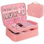 Travel Electronics Organizer, Waterproof Cable Organizer Bag for Electronic Accessories Double Layer Large Shockproof Cable Storage Bag for Cord, Power Bank, Tablet(Up to iPad 11 inch)- Rose Gold