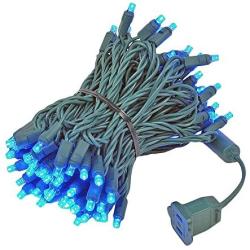 Novelty Lights 100 Light LED Christmas Mini Light Set, Outdoor Lighting Party Patio String Lights, Blue, Green Wire, 34 Feet