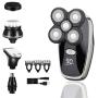 HappyGo 5 in 1 Rotary Electric Shaver for Men Bald Head Razors Wet Dry Men Grooming Kit LED 5D Floating Shaver with Nose Hair Sideburns Trimmer Hair Clippers Facial Brushes USB Rechargeable (Black)