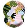 ITNRSIIET Mouse Pad, Ergonomic Mouse Pad with Gel Wrist Rest Support, Floral Mousepad with Lycra Cloth, Non-Slip PU Base for Gaming Computer, Laptop, Home, Office & Travel, Abstract Leaves