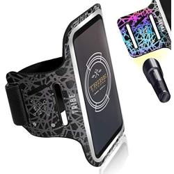 TRIBE Water Resistant Cell Phone Armband Case for iPhone 11, 11 Pro, 11 Pro Max, X, Xs, Xs Max, Xr, 8, 7, 6, Plus Sizes, Galaxy S10, S9, S8, S7, Plus Sizes and More! Adjustable Elastic Band & Key Slot