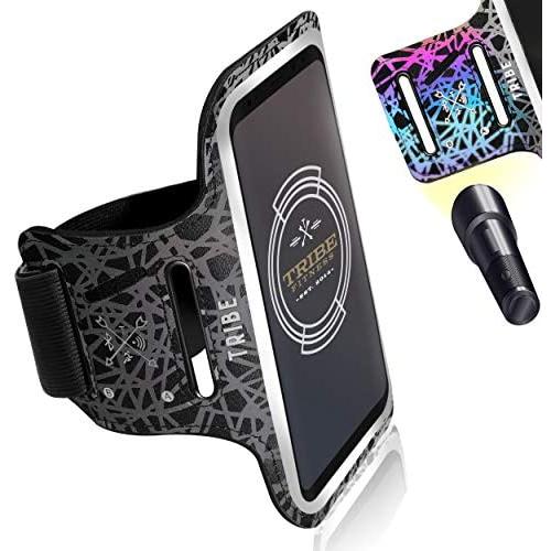 TRIBE Water Resistant Cell Phone Armband Case for iPhone 11, 11 Pro, 11 Pro Max, X, Xs, Xs Max, Xr, 8, 7, 6, Plus Sizes, Galaxy S10, S9, S8, S7, Plus Sizes and More! Adjustable Elastic Band & Key Slot
