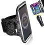 TRIBE Water Resistant Cell Phone Armband Case for iPhone 11, 11 Pro, 11 Pro Max, X, Xs, Xs Max, Xr, 8, 7, 6, Plus Sizes, Galaxy S10, S9, S8, S7, Plus Sizes and More! Adjustable Elastic Band & Key Slot