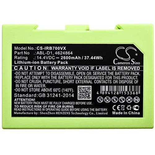Battery Replacement for iRobot 4624864 ABL-D1 (2600mAh /37.44Wh,Volts:14.40V,Li-ion)