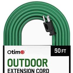 Otimo 50 Ft 16/3 Outdoor Light Duty Extension Cord - 3 Prong Extension Cord, Green