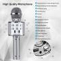 BlueFire Bluetooth 4 in 1 Karaoke Wireless Microphone with LED Lights, Portable Microphone for Kids, Girls, Boys and Adults (Silver)
