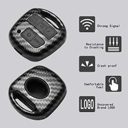 TANGSEN Key Fob Case Carbon Fiber Pattern Plastic Black Silicone Cover for Toyota Land Cruiser FJ Cruiser Lexus Es300 Ls430 Lx470 Rx300 Rx330 Rx350 Rx400h 3 Button Keyless Entry Remote