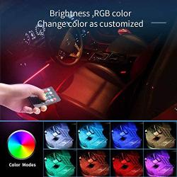 Car Interior Lights USB 4pcs 8 Color 72 LED Multicolor Music Car LED Strip Lights Car Atmosphere Lights, LED Strip for TV with Sound Active Function, Wireless Remote Control (USB Port)