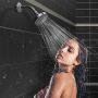 Emoly High Pressure Showerhead, Upgraded Fixed Showerhead (5 Spray Settings), Adjustable Metal Swivel Ball Joint, Multi-Functional Bathroom Showerhead 4 inch High Flow Shower Head