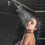 Emoly High Pressure Showerhead, Upgraded Fixed Showerhead (5 Spray Settings), Adjustable Metal Swivel Ball Joint, Multi-Functional Bathroom Showerhead 4 inch High Flow Shower Head