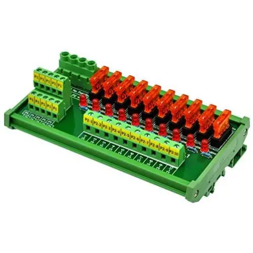 Electronics-Salon DIN Rail Mount 10 Position Power Distribution Fuse Module Board, for AC/DC 5~32V
